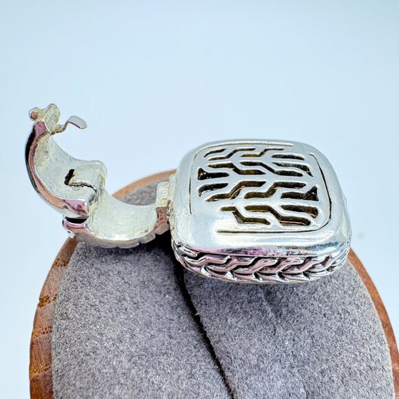 Silver Plated Cubic Zirconia Pavé Set Etched Design Border Pendant Size 1.25" - Picture 6 of 11